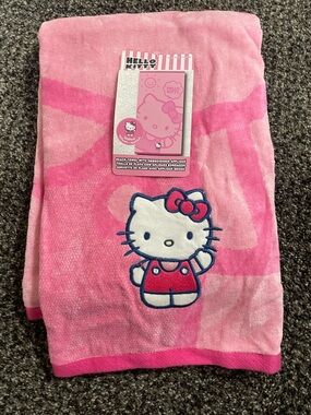 Large Hello Kitty Sanrio Embroidered Beach Towel